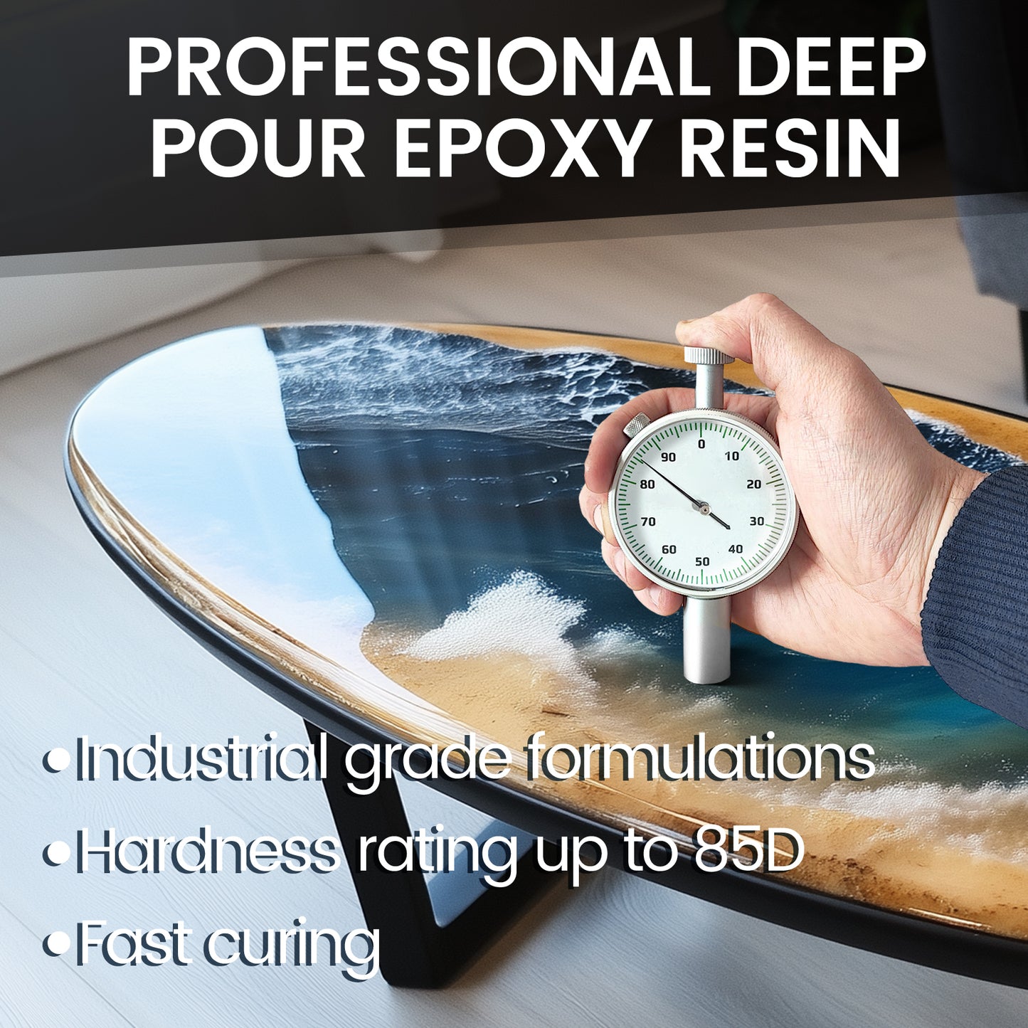 Table Top Epoxy Resin, 1 Gallon Super Gloss Epoxy Resin with UV Resistant, Self Leveling, Food Safe, Crystal Clear Resin Epoxy for Solid Wood Table, Bar and Surface Coating