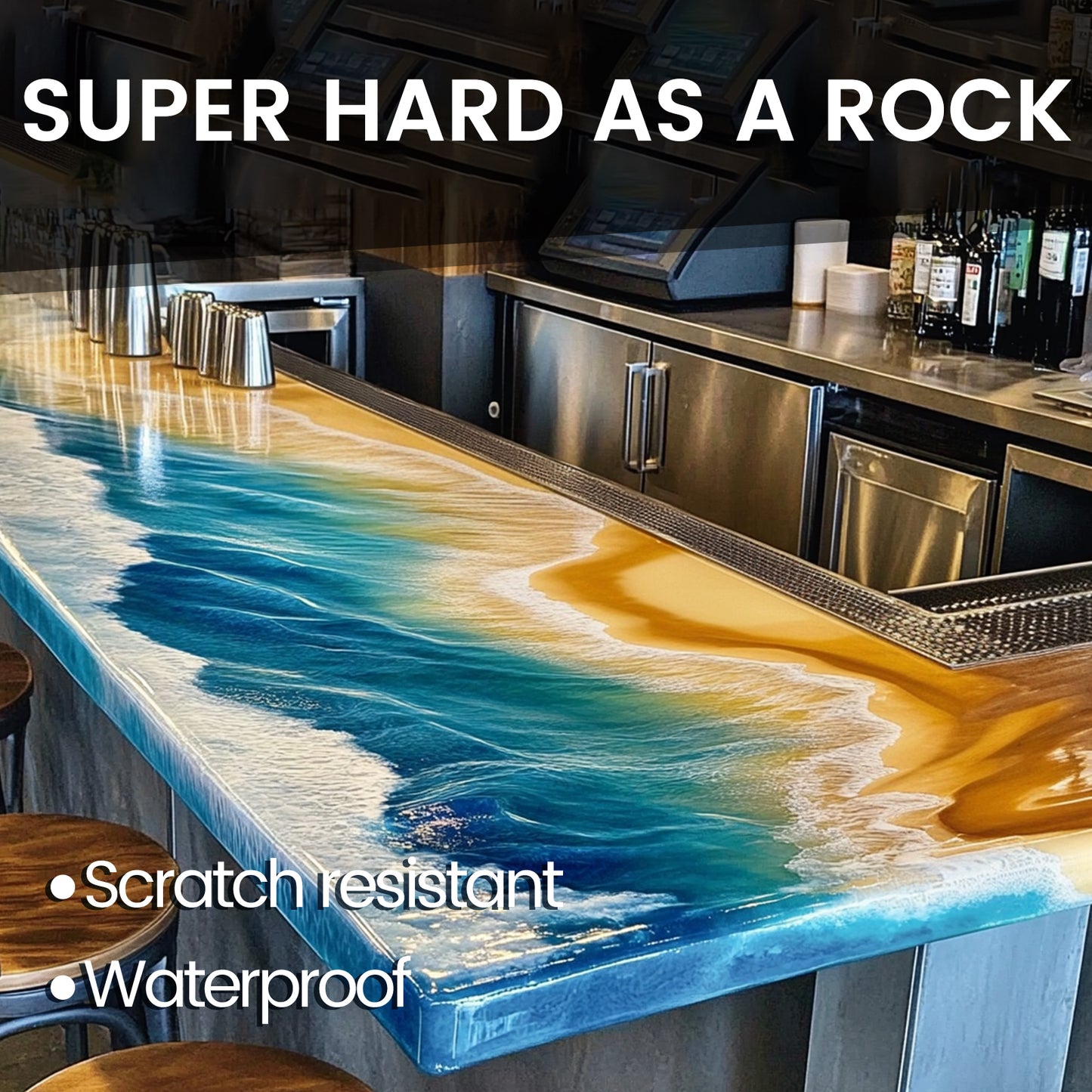 Table Top Epoxy Resin, 1 Gallon Super Gloss Epoxy Resin with UV Resistant, Self Leveling, Food Safe, Crystal Clear Resin Epoxy for Solid Wood Table, Bar and Surface Coating