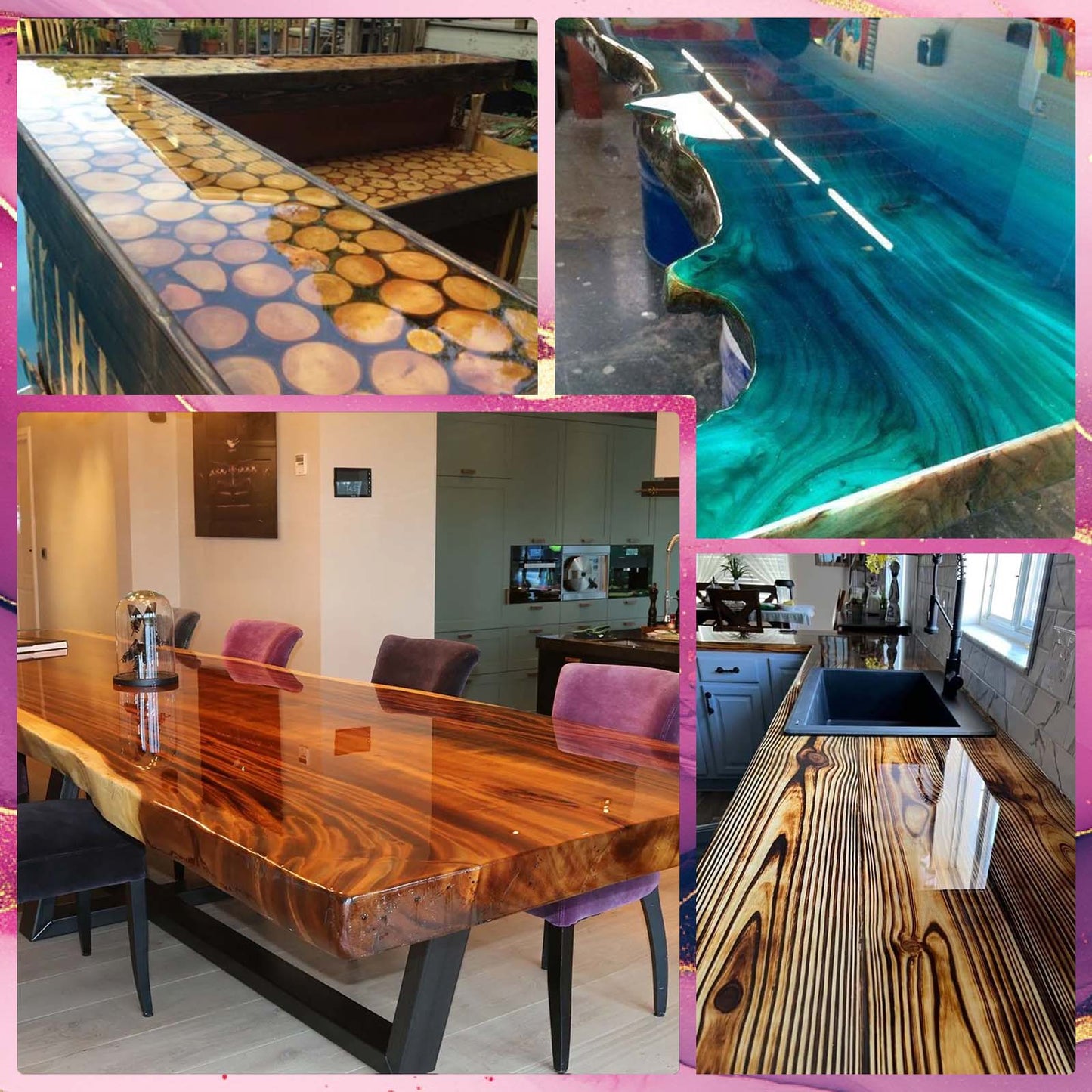 Table Top Epoxy Resin, 1 Gallon Super Gloss Epoxy Resin with UV Resistant, Self Leveling, Food Safe, Crystal Clear Resin Epoxy for Solid Wood Table, Bar and Surface Coating