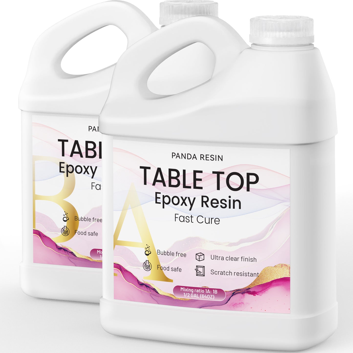 Table Top Epoxy Resin, 1 Gallon Super Gloss Epoxy Resin with UV Resistant, Self Leveling, Food Safe, Crystal Clear Resin Epoxy for Solid Wood Table, Bar and Surface Coating