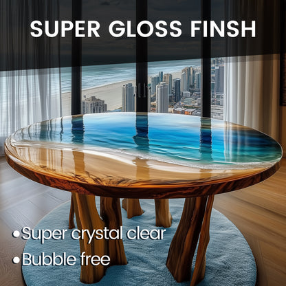Table Top Epoxy Resin, 1 Gallon Super Gloss Epoxy Resin with UV Resistant, Self Leveling, Food Safe, Crystal Clear Resin Epoxy for Solid Wood Table, Bar and Surface Coating