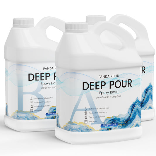Deep Pour Epoxy Resin, 1.5 Gallon Epoxy Resin Kit, 2-4 Inch Pour Depths, Low Odour, Bubble Free, Food Safe, Clear Casting Resin for River Tables, Bar Tops, Crafts