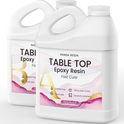 Table Top Epoxy Resin, 1 Gallon Super Gloss Epoxy Resin with UV Resistant, Self Leveling, Food Safe, Crystal Clear Resin Epoxy for Solid Wood Table, Bar and Surface Coating
